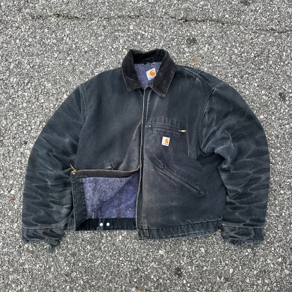 Vintage‎ Carhartt Jacket Men's XLBlack J001 Blanket Lined DetroitMade USA Faded